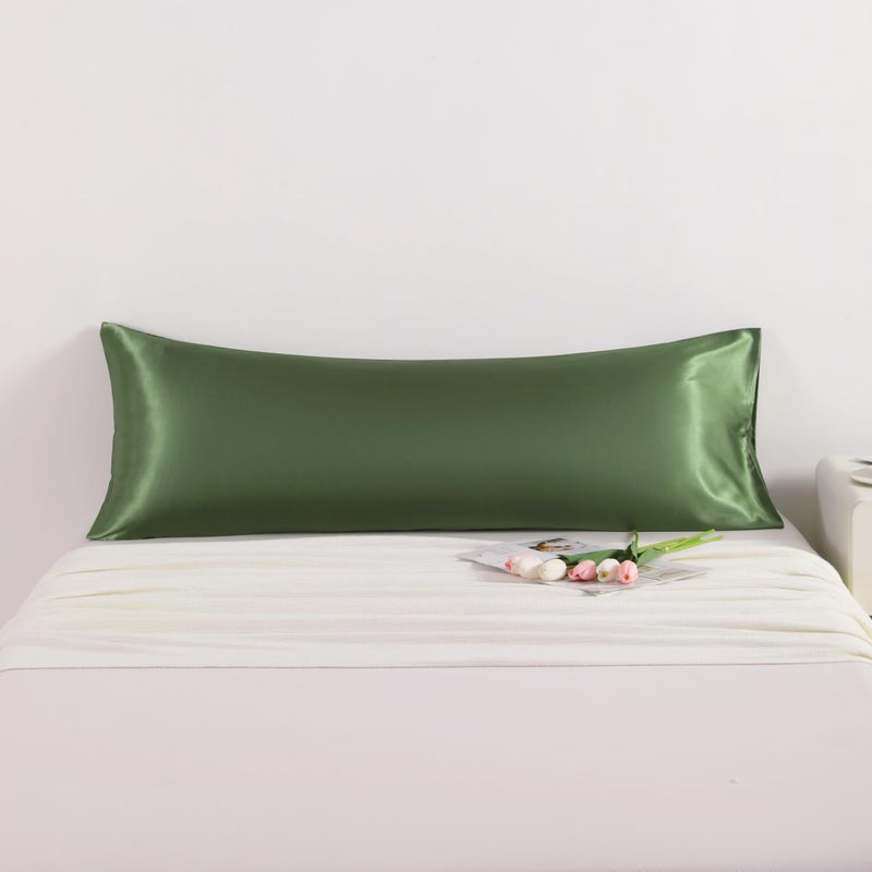 NTBAY Satin Body Pillowcase for Hair and Skin  Luxurious and Silky Pillow case with Envelope Closure  20x54 Inches  Olive Green - Image 2