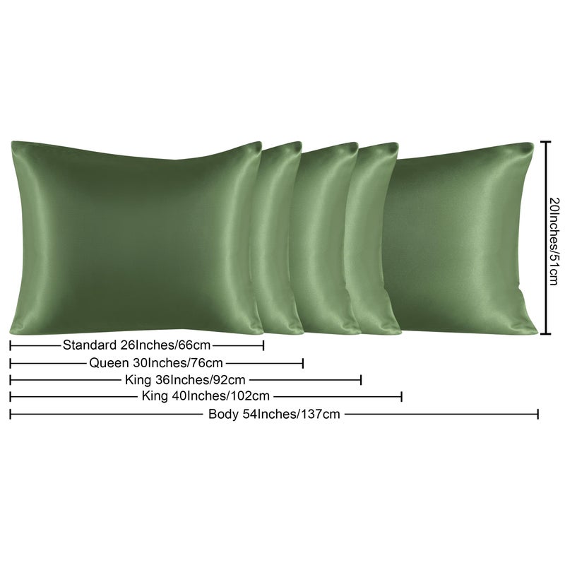 NTBAY Satin Body Pillowcase for Hair and Skin  Luxurious and Silky Pillow case with Envelope Closure  20x54 Inches  Olive Green - Image 4