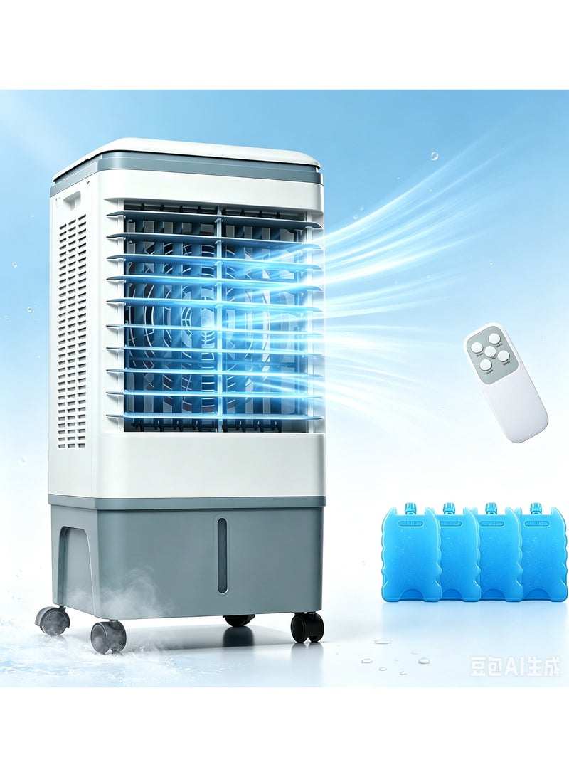 TDOO Portable Evaporative Air Cooler, 30L Big Water Tank Quiet Air Conditioner, Remote Control, 4 Ice Packs, 3 Wind Speeds, Humidifier Function Indoor Cooling Fan for Home Bedroom Office Large Space - Image 1