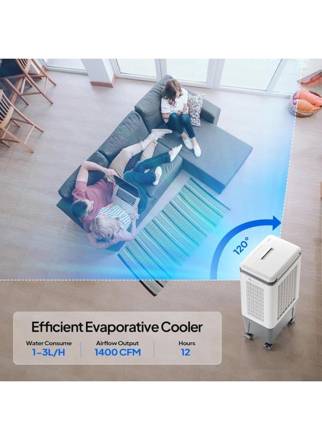 TDOO Portable Evaporative Air Cooler, 30L Big Water Tank Quiet Air Conditioner, Remote Control, 4 Ice Packs, 3 Wind Speeds, Humidifier Function Indoor Cooling Fan for Home Bedroom Office Large Space - Image 3
