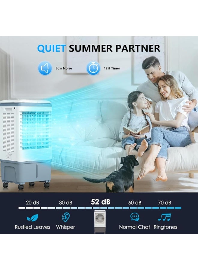 TDOO Portable Evaporative Air Cooler, 30L Big Water Tank Quiet Air Conditioner, Remote Control, 4 Ice Packs, 3 Wind Speeds, Humidifier Function Indoor Cooling Fan for Home Bedroom Office Large Space - Image 4