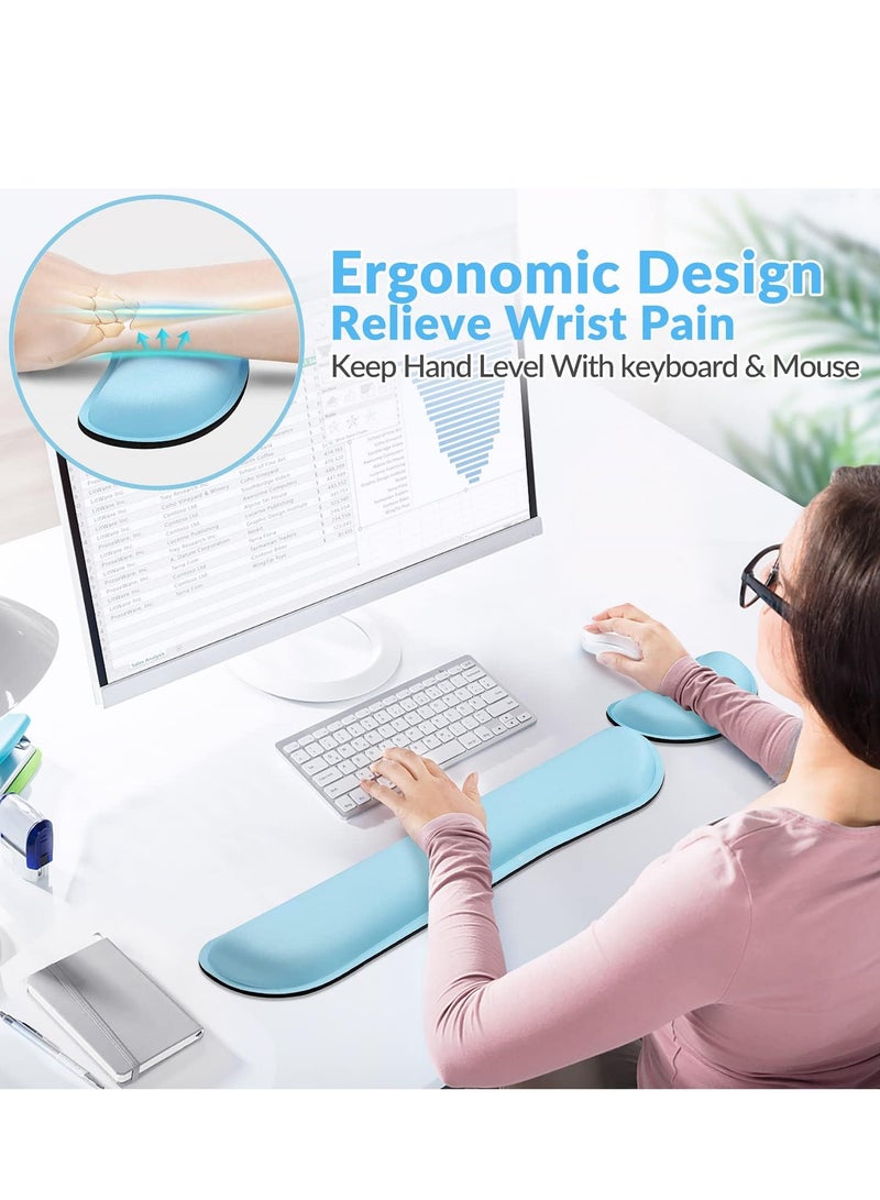 2pcs Wrist Rest, Memory Foam Mouse Pad and Keyboard Wrist Rest Pad for Office, Computer, Laptop, Mac, Comfortable, Lightweight for Easy Typing Pain Relief  - Image 2