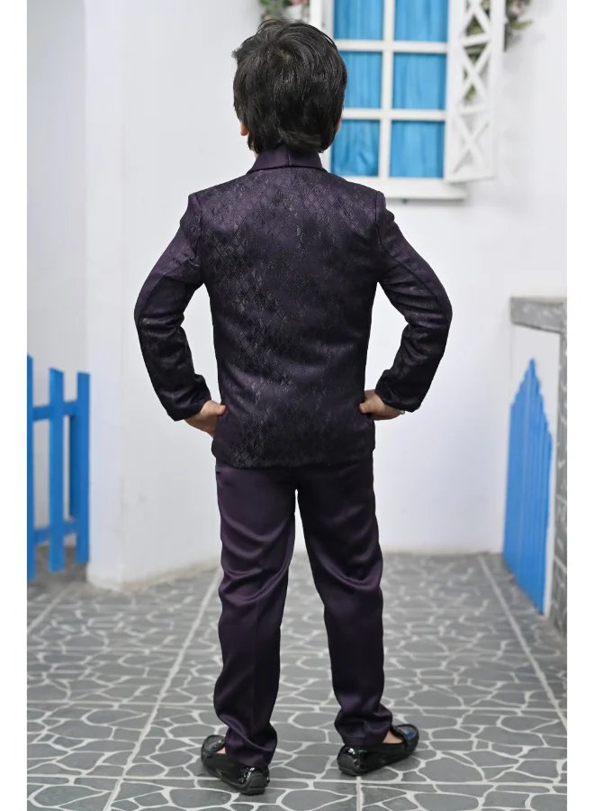 BT DEZINES Purple Boys 5-Piece Satin Suit Set