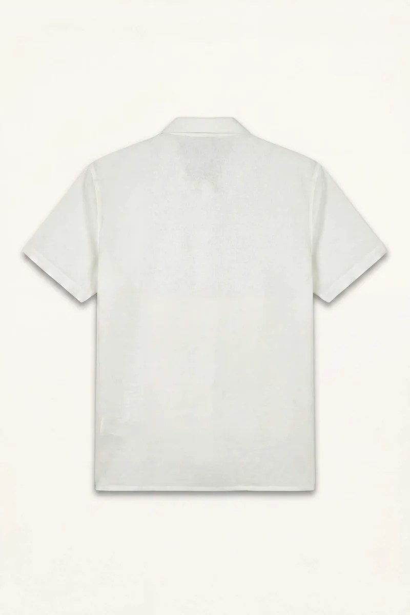 DeFacto Modern Fit Resort Neck Linen Blended Short Sleeve Shirt