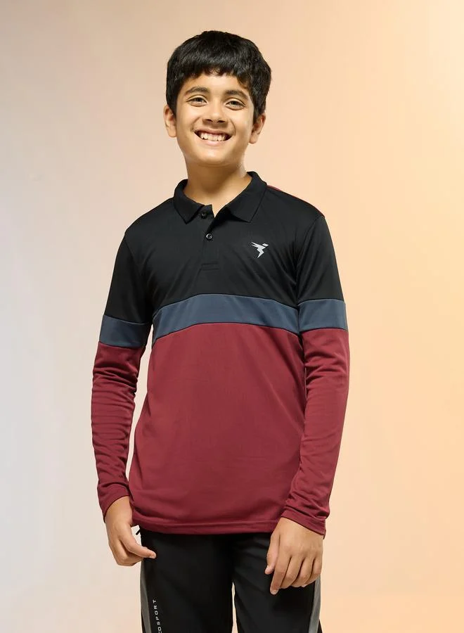 Technosport  Boys Slim Fit Color Block Polo T-Shirt for Men | Best Price UAE