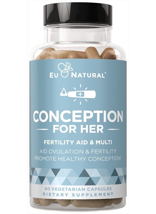 Eu Natural Conception Fertility Supplements for Women – Promote Hormone Balance, Aid Ovulation, Prenatal Vitamins with Ashwagandha, Folate, Folic Acid, Vitex, Myo-Inositol, and More – 60 Vegetarian Soft Capsules  - Image 1