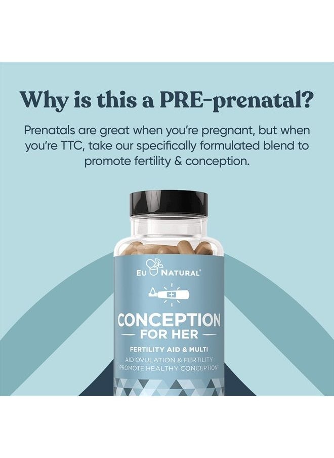 Eu Natural Conception Fertility Supplements for Women – Promote Hormone Balance, Aid Ovulation, Prenatal Vitamins with Ashwagandha, Folate, Folic Acid, Vitex, Myo-Inositol, and More – 60 Vegetarian Soft Capsules  - Image 4