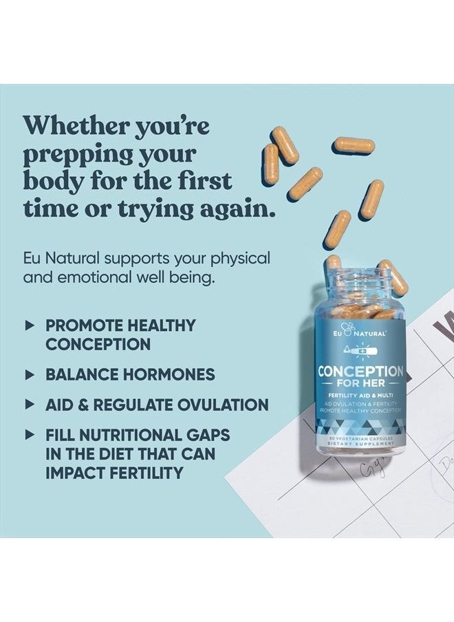 Eu Natural Conception Fertility Supplements for Women – Promote Hormone Balance, Aid Ovulation, Prenatal Vitamins with Ashwagandha, Folate, Folic Acid, Vitex, Myo-Inositol, and More – 60 Vegetarian Soft Capsules  - Image 3