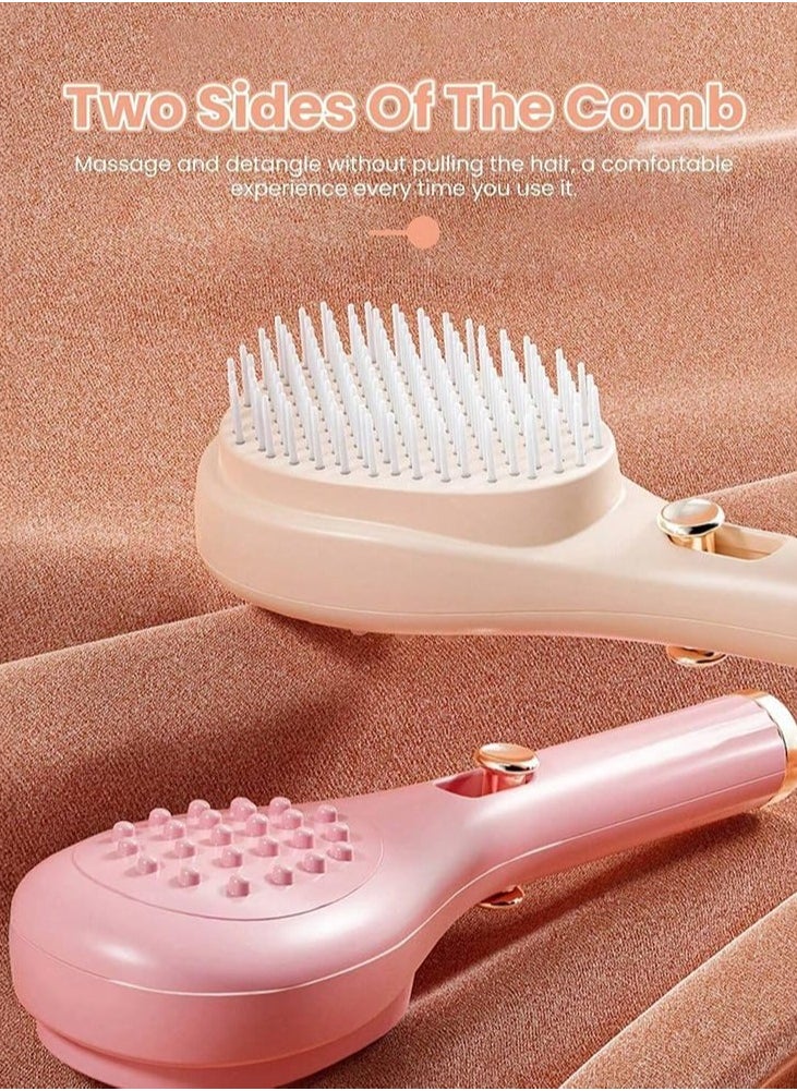 URbantin Telescopic Self Cleaning hair Brush, One-Click Cleaning hair Comb and Brush, Massage Comb, Scalp Cleansing, hair Combs for Women and Men, Portable Telescopic Massage Comb (Pink)  - Image 5