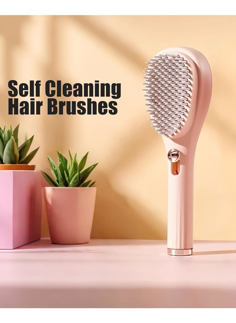 URbantin Telescopic Self Cleaning hair Brush, One-Click Cleaning hair Comb and Brush, Massage Comb, Scalp Cleansing, hair Combs for Women and Men, Portable Telescopic Massage Comb (Pink)  - Image 3