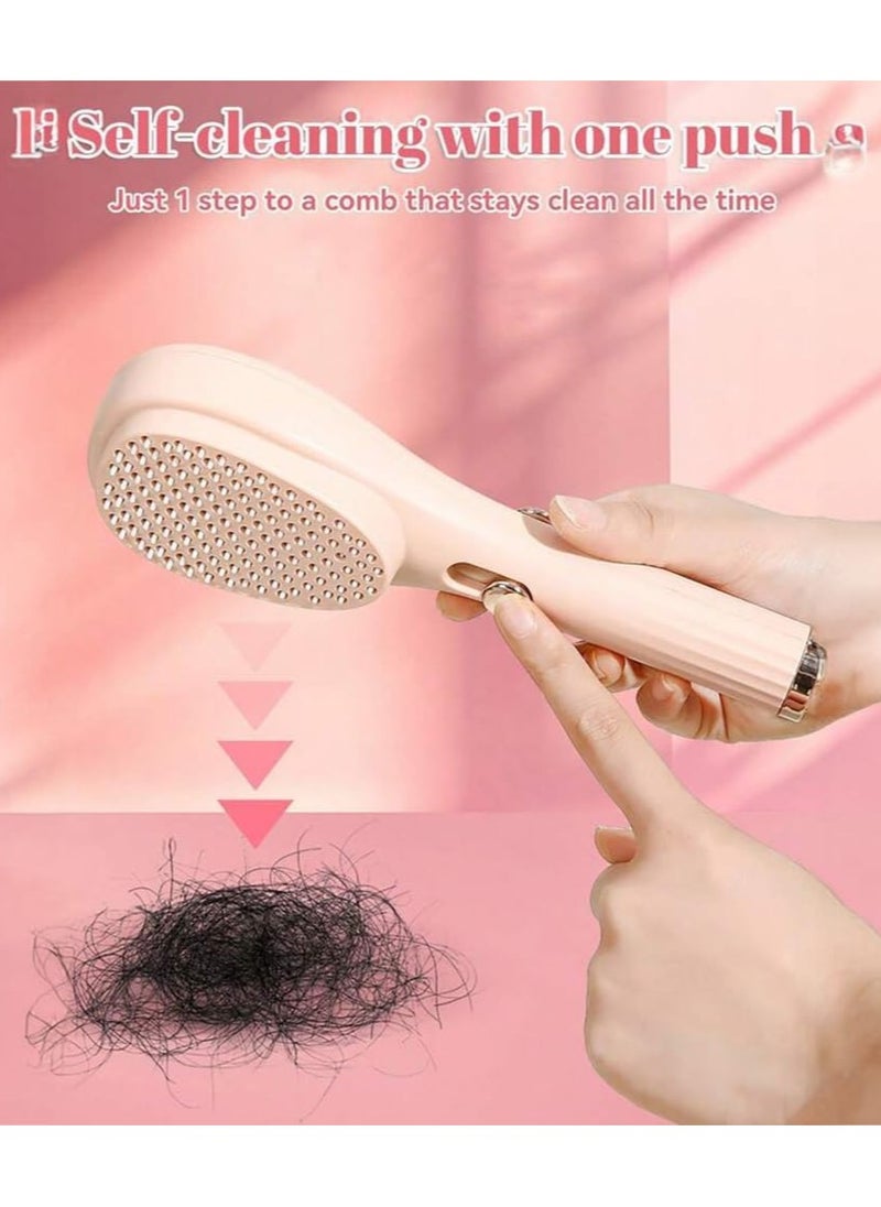URbantin Telescopic Self Cleaning hair Brush, One-Click Cleaning hair Comb and Brush, Massage Comb, Scalp Cleansing, hair Combs for Women and Men, Portable Telescopic Massage Comb (Pink)  - Image 1