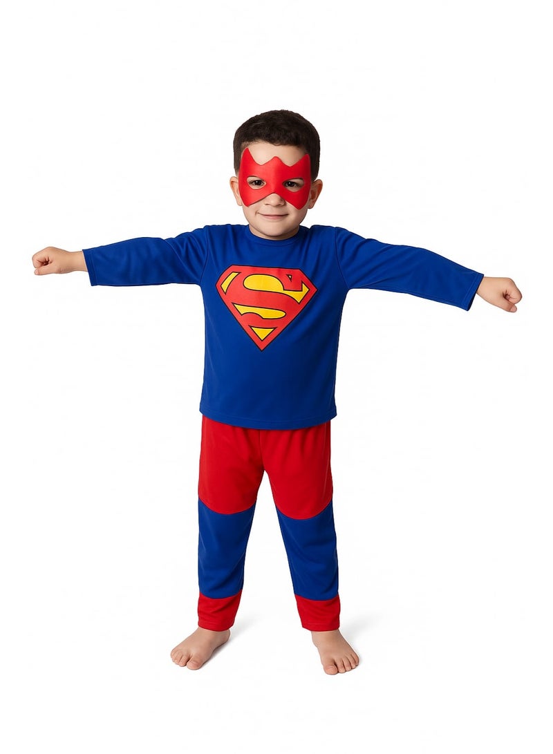 زي سوبرمان للأطفال – زي تنكري خارق من سن 5 إلى 8 سنوات – زي أبطال خارقين بتصميم واقعي مثالي للحفلات والمناسبات - Image 1