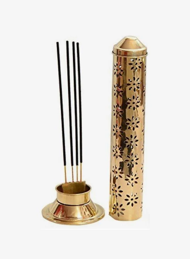 كويزيرا Handcrafted Floral Cut Design with Lid Brass Incense Burner