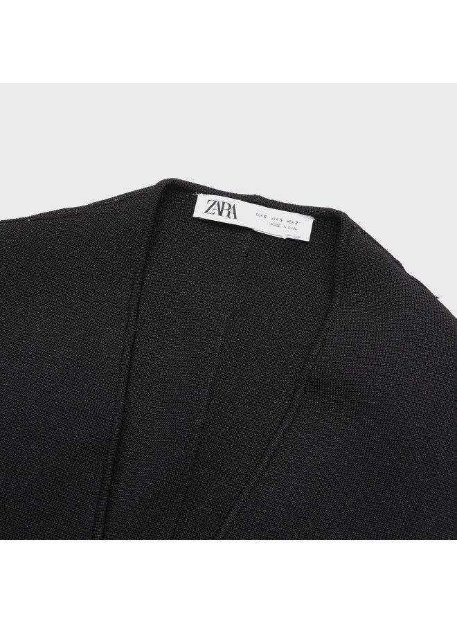 Zara women's High-end Structured V-neck Long Sleeve Cardigan Sweater - Image 4