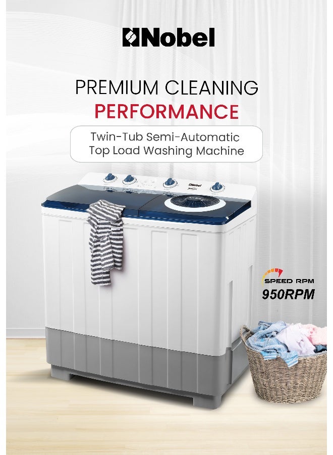Nobel 15Kg Top Load Washing Machine, Advanced ABS Control, Ocean Blue Cover, 4-Star Efficiency 15 kg 660 W NWM1700 Grey - Image 2