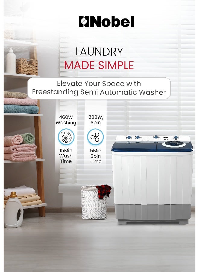 Nobel 15Kg Top Load Washing Machine, Advanced ABS Control, Ocean Blue Cover, 4-Star Efficiency 15 kg 660 W NWM1700 Grey - Image 5