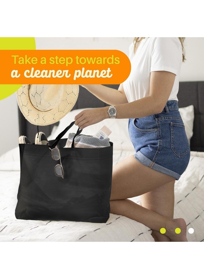 Simply Cool 50 Pack Black Reusable Eco-Friendly Large Grocery Shopping Bags 14.5"x14"x6.6" Durable Recyclable Washable Foldable Portable Tote Bags Bulk - Image 5