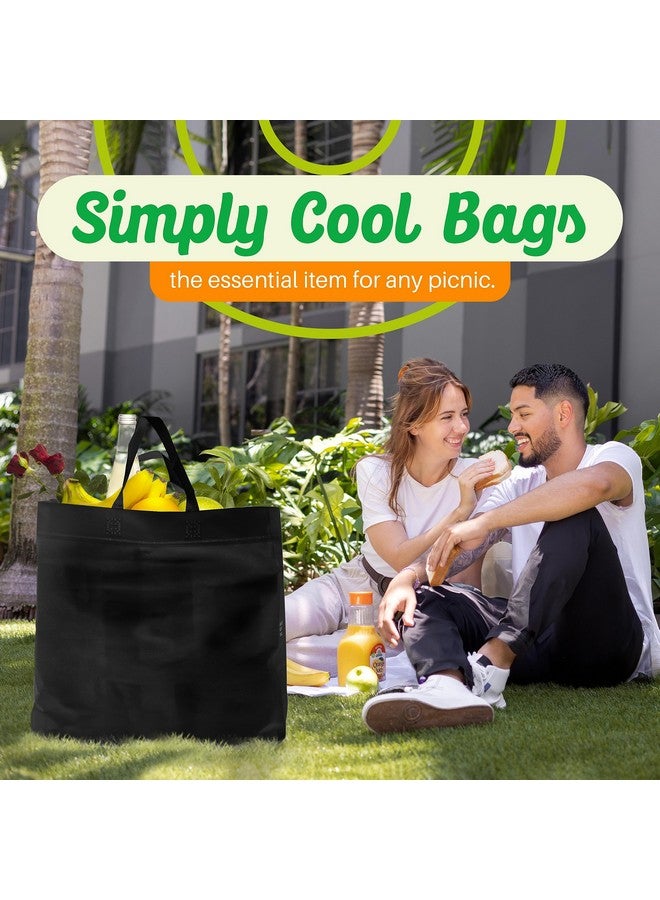 Simply Cool 50 Pack Black Reusable Eco-Friendly Large Grocery Shopping Bags 14.5"x14"x6.6" Durable Recyclable Washable Foldable Portable Tote Bags Bulk - Image 4
