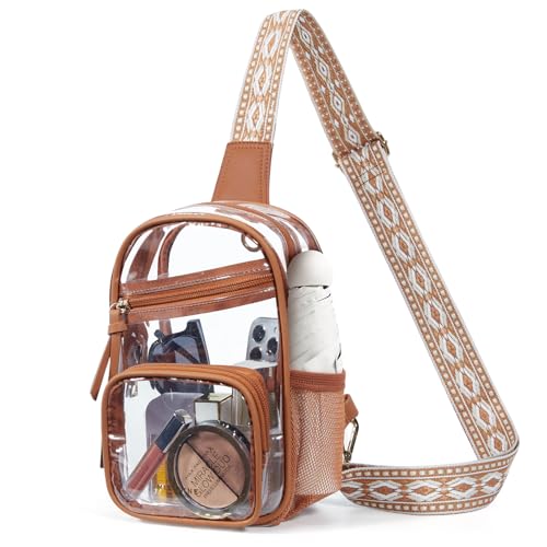 Missnine Clear Bag for Stadium Events Clear Sling Bag Fanny Pack Crossbody Purse for Sport Concert with Side Mesh Pocket - Image 1