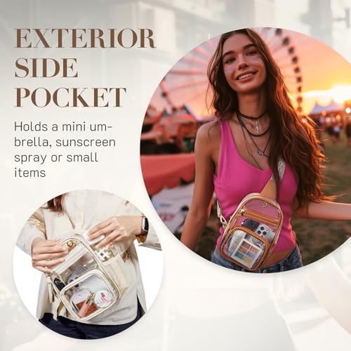 Missnine Clear Bag for Stadium Events Clear Sling Bag Fanny Pack Crossbody Purse for Sport Concert with Side Mesh Pocket - Image 2
