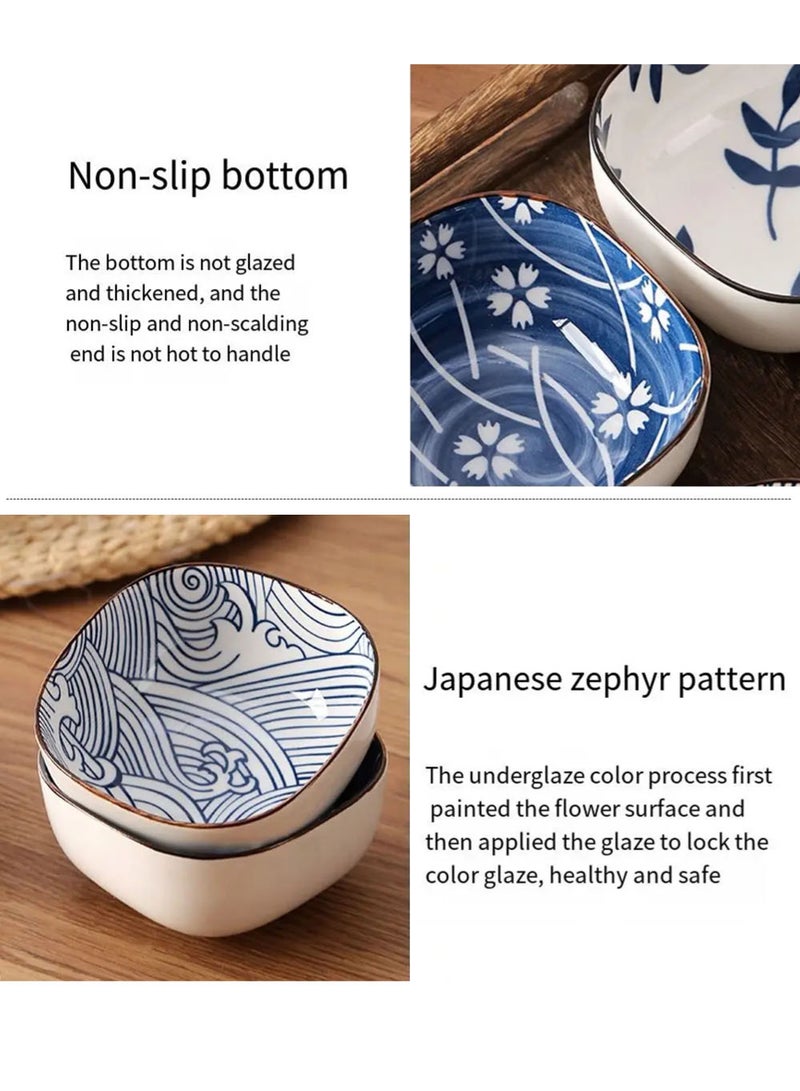 EzzySo 6 Pieces Dessert Plates Ceramic Dipping Bowls Vintage Japanese Ceramic Sauce Dish Set Party Serving Appetizer Platter Candy Bowl Chip Bowls Dining Utensils - Image 4