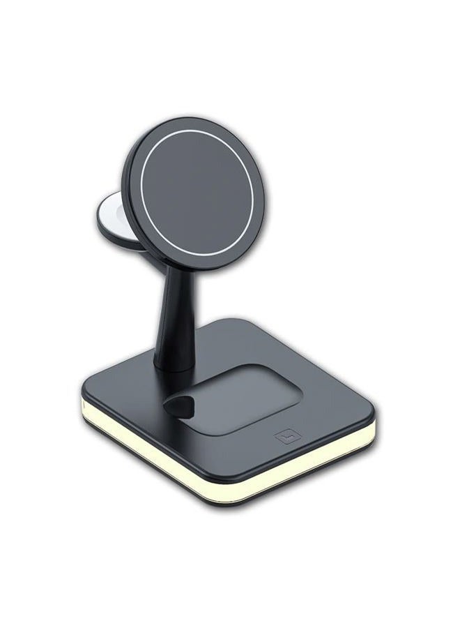 عام 3 in 1 Wireless Charger Station Magnetic Charging Dock (Black) - Image 1