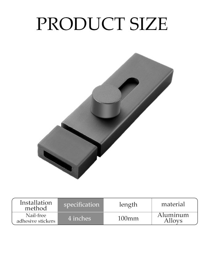 DUNISO 4 Inch Aluminum Alloy Door Latch, Sliding Door Sliding Door Surface Mounted Small Latch, Thickened Door Buckle, Door Bolt Lock, Fastener, Door Latch, Heavy Duty Sliding Door Bolt Lock, Suitable For Indoor And Outdoor Doors, Security Sliding Door Lock, Silver  - Image 2