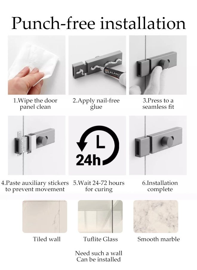 DUNISO 4 Inch Aluminum Alloy Door Latch, Sliding Door Sliding Door Surface Mounted Small Latch, Thickened Door Buckle, Door Bolt Lock, Fastener, Door Latch, Heavy Duty Sliding Door Bolt Lock, Suitable For Indoor And Outdoor Doors, Security Sliding Door Lock, Silver  - Image 4