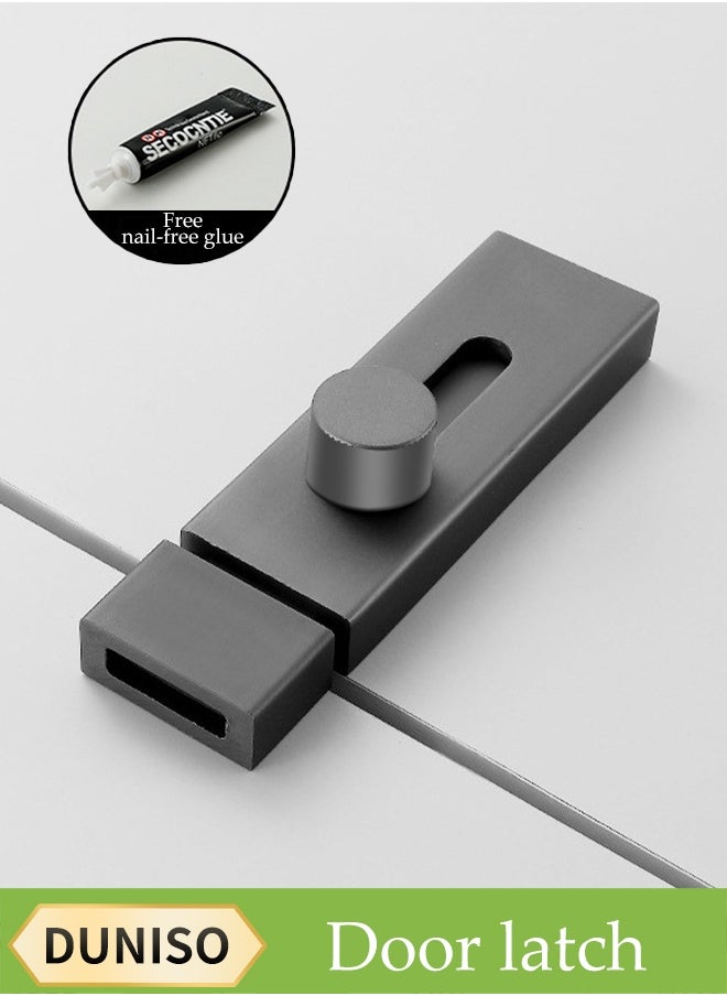 DUNISO 4 Inch Aluminum Alloy Door Latch, Sliding Door Sliding Door Surface Mounted Small Latch, Thickened Door Buckle, Door Bolt Lock, Fastener, Door Latch, Heavy Duty Sliding Door Bolt Lock, Suitable For Indoor And Outdoor Doors, Security Sliding Door Lock, Silver  - Image 1