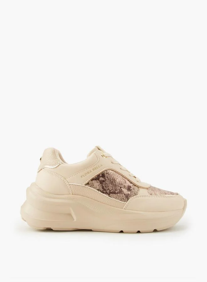 Flora Bella By Shoexpress Textured Lace-Up Sneakers
