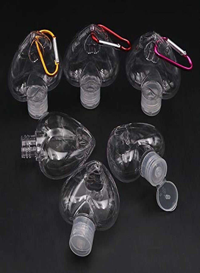 esowemsn 2pcs Plastic Heart-shaped Keychain Bottles Empty Hand Wash Bottles 50ml/2oz Refillable Leakproof Plastic Clear Travel Bottles for Hand Soap Body Wash Liquid Shampoo(Random Color) - Image 4
