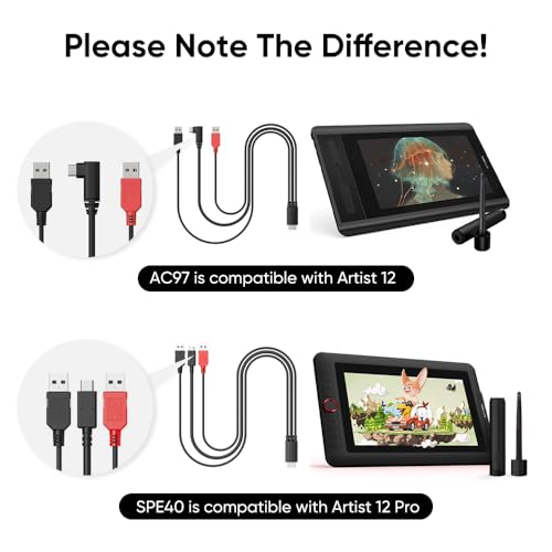 XP-PEN XPPen AC97 3 in 1 Cable for Artist 12, Artist 10/12/13/16 2nd, Artist Pro 14(Gen2)/16(Gen2), Innovator 16 Drawing Tablet - Creative Pen Display Cable - Image 5