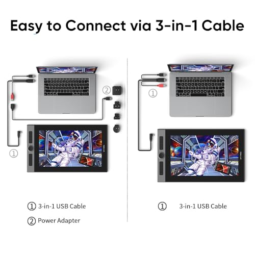 XP-PEN XPPen AC97 3 in 1 Cable for Artist 12, Artist 10/12/13/16 2nd, Artist Pro 14(Gen2)/16(Gen2), Innovator 16 Drawing Tablet - Creative Pen Display Cable - Image 4