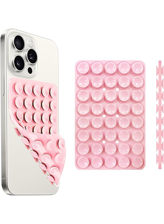 Green Tiger 2Pcs Silicone Suction Cup Phone Case Mount Double Sided, Phone Accessories Hands-Free Strong Grip Holder for Selfies and Videos, Silicon Phone Stand for iPhone and Android Light Pink - Image 1