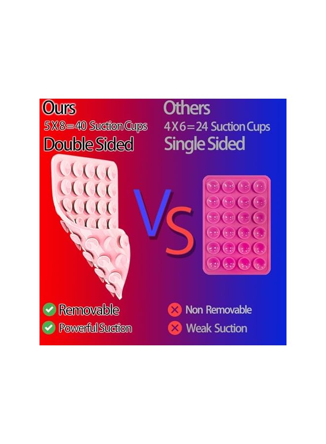 Green Tiger 2Pcs Silicone Suction Cup Phone Case Mount Double Sided, Phone Accessories Hands-Free Strong Grip Holder for Selfies and Videos, Silicon Phone Stand for iPhone and Android Light Pink - Image 3