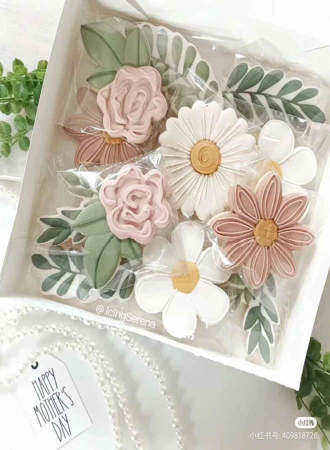TUZICAKE 5Pcs Spring Flowers Cookie Cutters, Sunflower Dasiy Rose Tulip Shapes Biscuits Molds Stainless Steel Cutter Set for Mother's Day, Father's Day, Valentine's Day, Thanksgiving - Image 3