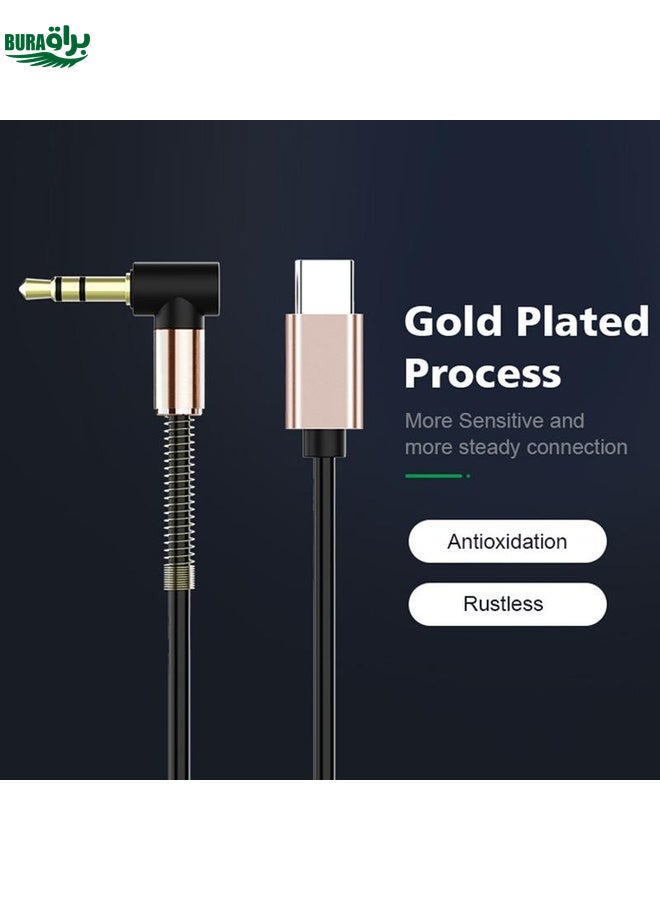 BURAQ Type-C/USB-C To 3.5mm Male Elbow Spring Car Audio Adapter Cable, Cable Length: 1.5m(Analog Audio) - Image 5