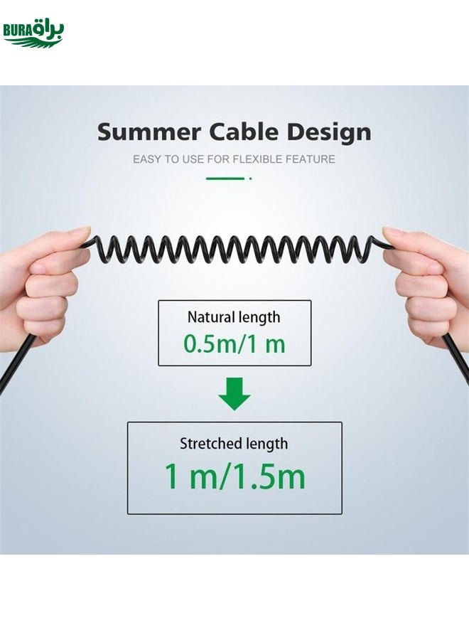 BURAQ Type-C/USB-C To 3.5mm Male Elbow Spring Car Audio Adapter Cable, Cable Length: 1.5m(Analog Audio) - Image 4