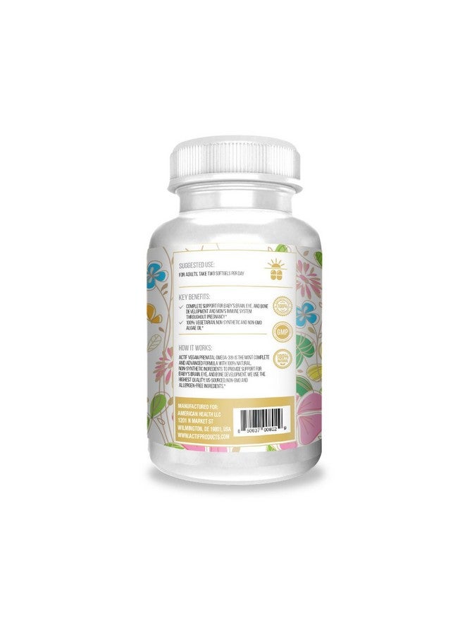 Actif Organic Vegan Prenatal Omega-3 with High Strength Algae Oil Formula, 100% Natural, Gluten-Free, Non-GMO, 90 Count - Image 2