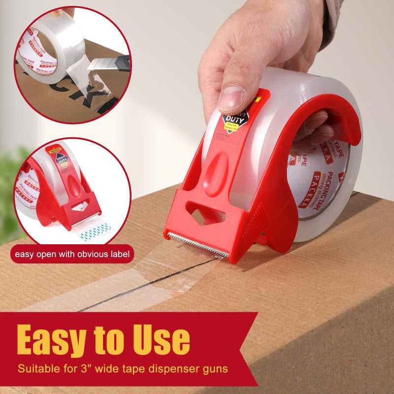 PACKKA Heavy Duty Packing Tape for Moving Boxes and Packaging Supplies, Total 390y, 6 Rolls Clear Moving Tape with Dispenser and Utility Knife, 1.89in. X65yd, Mailing and Moving Supplies - Image 3