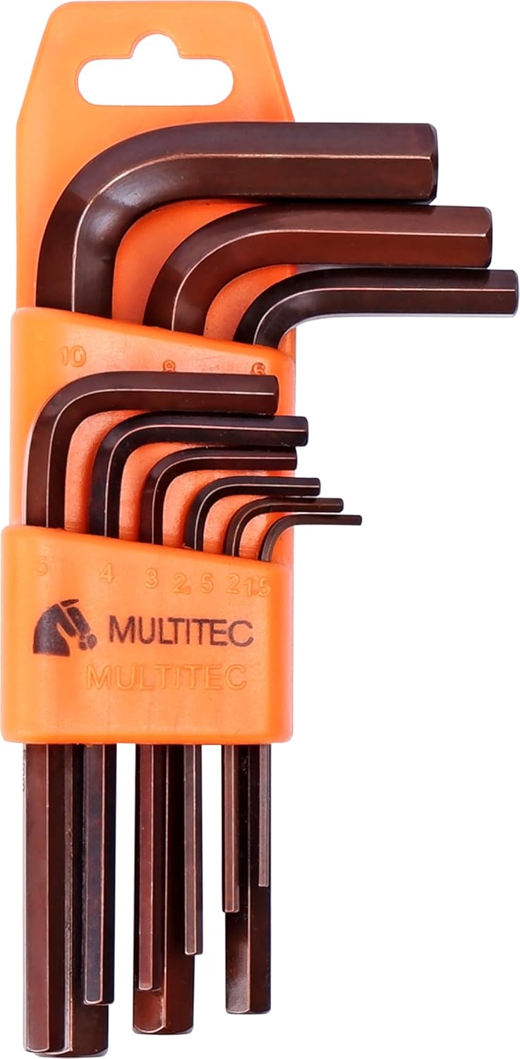 Multitec Industries Ltd MULTITEC Alloy Steel 9 Pcs Hex Short Allen Key Set 15mm to 10mm Model No HSLK100 with Plastic Holder  - Image 1
