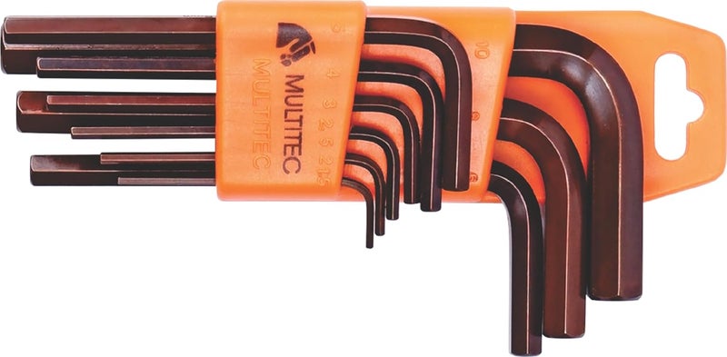 Multitec Industries Ltd MULTITEC Alloy Steel 9 Pcs Hex Short Allen Key Set 15mm to 10mm Model No HSLK100 with Plastic Holder  - Image 2