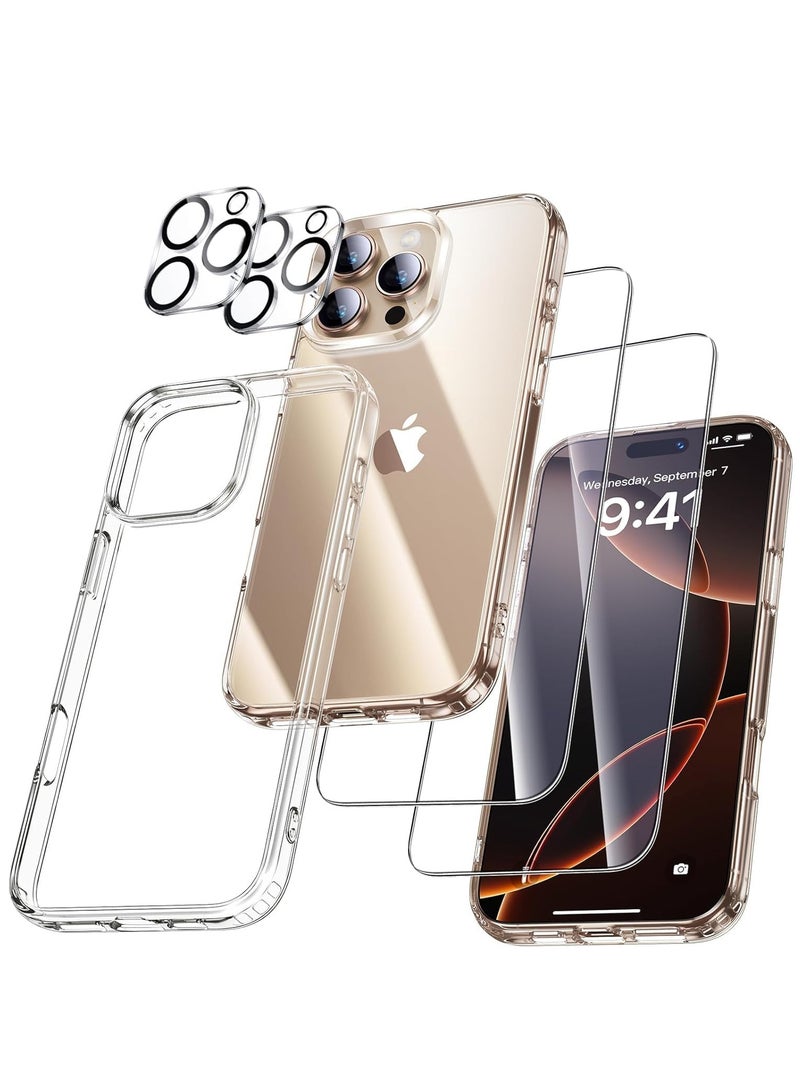 ELTRAZONE 5-in-1 iPhone 16 Pro Max Case – Clear Shockproof Cover with Screen & Lens Protectors, Cleaning Kit & Anti-Yellowing Technology - Image 1