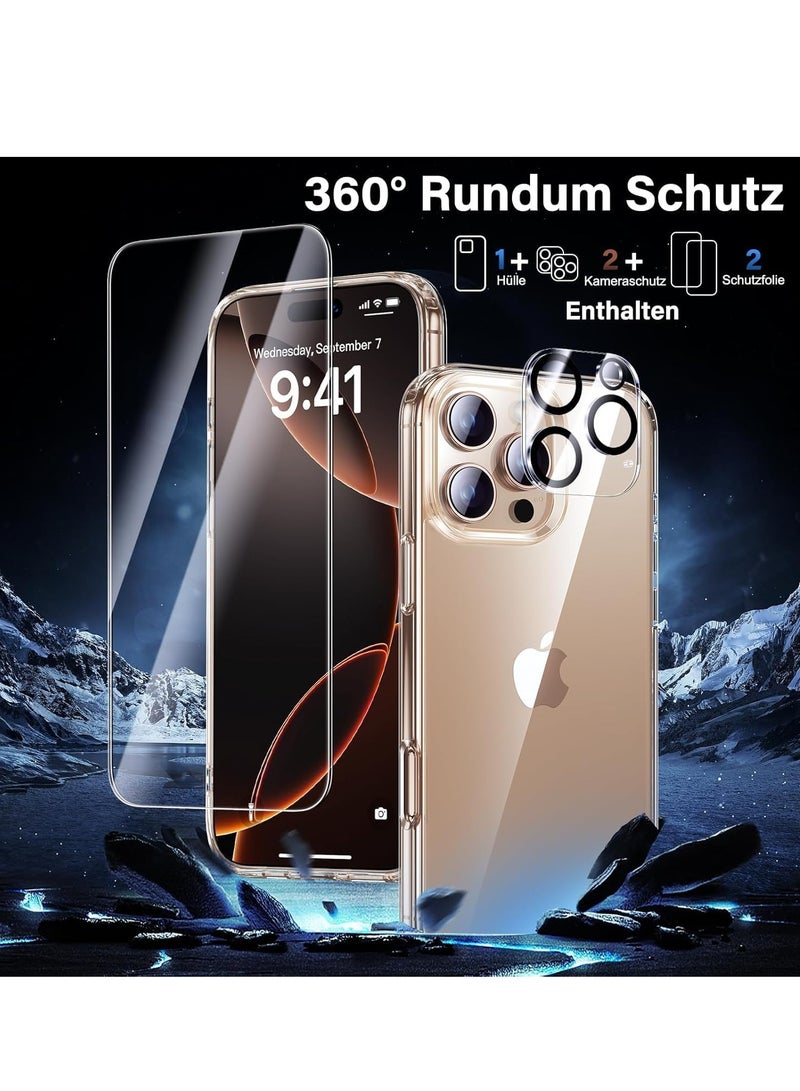 ELTRAZONE 5-in-1 iPhone 16 Pro Max Case – Clear Shockproof Cover with Screen & Lens Protectors, Cleaning Kit & Anti-Yellowing Technology - Image 2