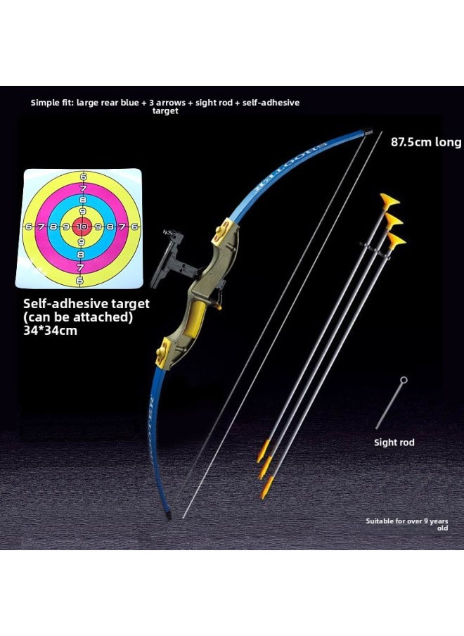 Traditional Sucker Children's Bow And Arrow Toy Parent-child Outdoor Scenic Spot Archery Shooting Toy Recurve Bow Emperor Brand Shooter-Color:Big Blue Bow +3 Arrows + Quiver Finger Cover + Sticker Target  - Image 5