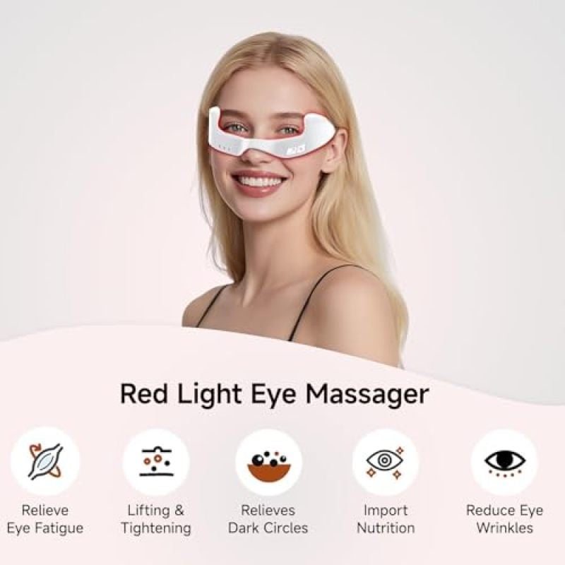 Red Light Therapy Eye Massager, White: 10-Minute Rapid Results, 3D Wraparound Contour, Dual Red Light Microcurrent Technology - Cordless Rechargeable Anti Aging Under Eye Device for Home Daily Skincar - Image 2