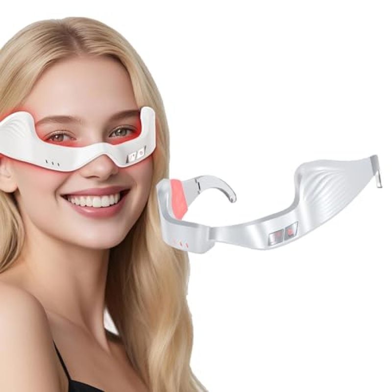 Red Light Therapy Eye Massager, White: 10-Minute Rapid Results, 3D Wraparound Contour, Dual Red Light Microcurrent Technology - Cordless Rechargeable Anti Aging Under Eye Device for Home Daily Skincar - Image 1