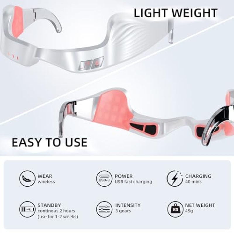 Red Light Therapy Eye Massager, White: 10-Minute Rapid Results, 3D Wraparound Contour, Dual Red Light Microcurrent Technology - Cordless Rechargeable Anti Aging Under Eye Device for Home Daily Skincar - Image 4
