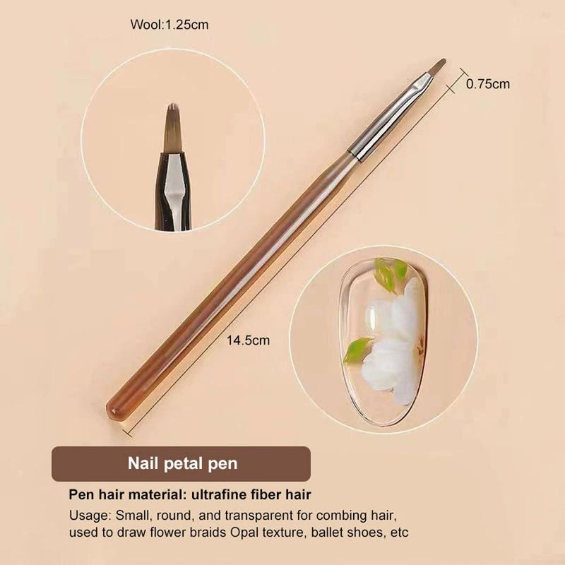 Nail brush tool set, colorful drawing, line drawing, flower blending, multifunctional brush  brown - Image 2