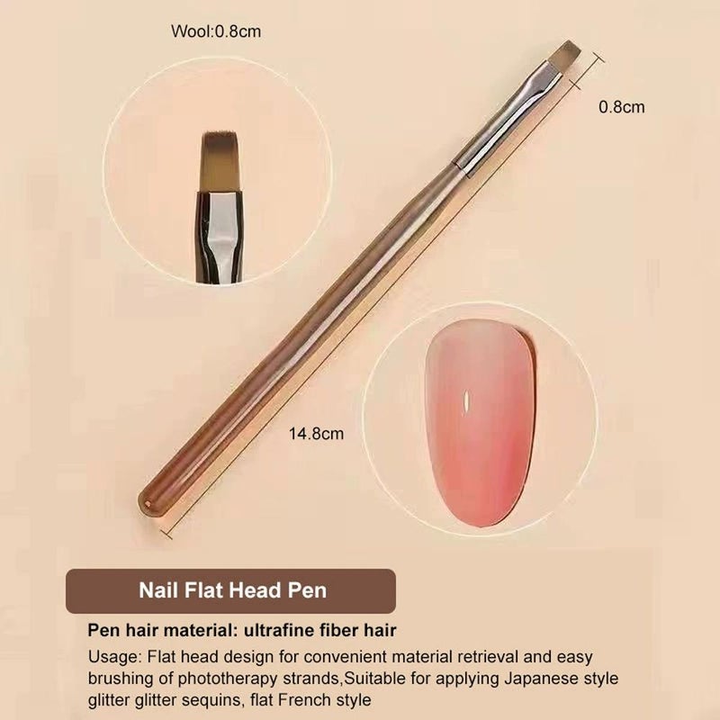 Nail brush tool set, colorful drawing, line drawing, flower blending, multifunctional brush  brown - Image 4